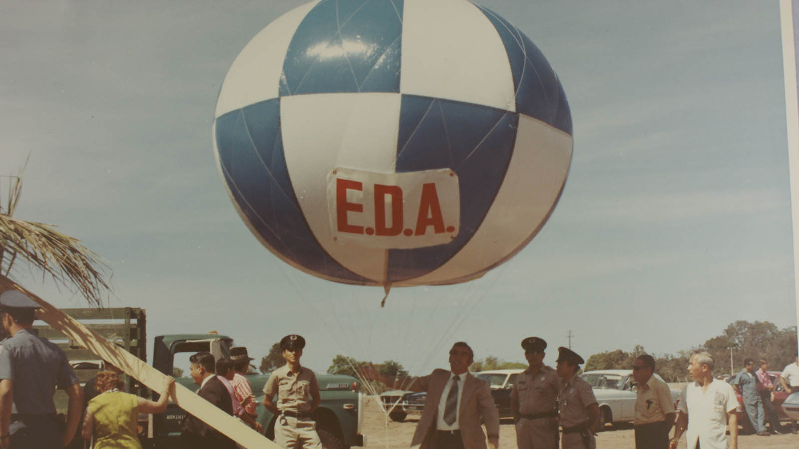 The EDA/CDC Globe was elevated approximately 125 feet to designate the projected site of the Mayaguez Regional Distribution Center on March 20, 1971.
