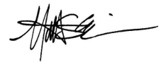 Signature of Matt Erskine, Assistant Secretary of Commerce for Economic Development