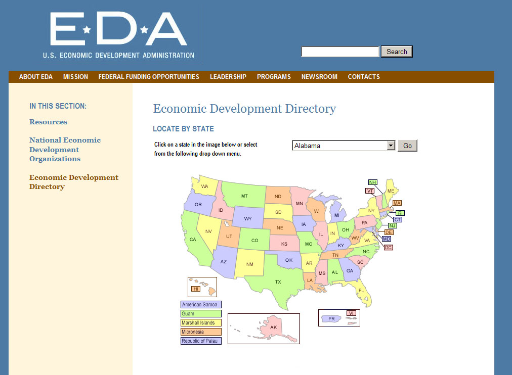 Economic Development Directory website screenshot