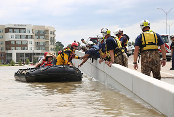 Photo by: FEMA News - August 30, 2017 - Members of FEMA's Urban Search and Rescue Nebraska Task Force One (NE TF1) perform one of many water rescues in the aftermath of Hurricane Harvey.