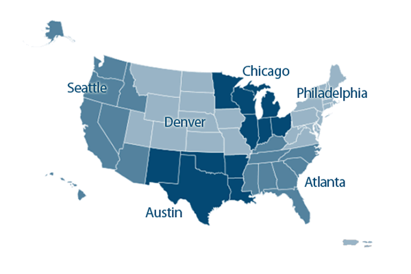 EDA Regional Office Structure - EDA is serviced by 6 regional offices - Philadelphia, Chicago, Atlanta, Denver, Austin, Seattle