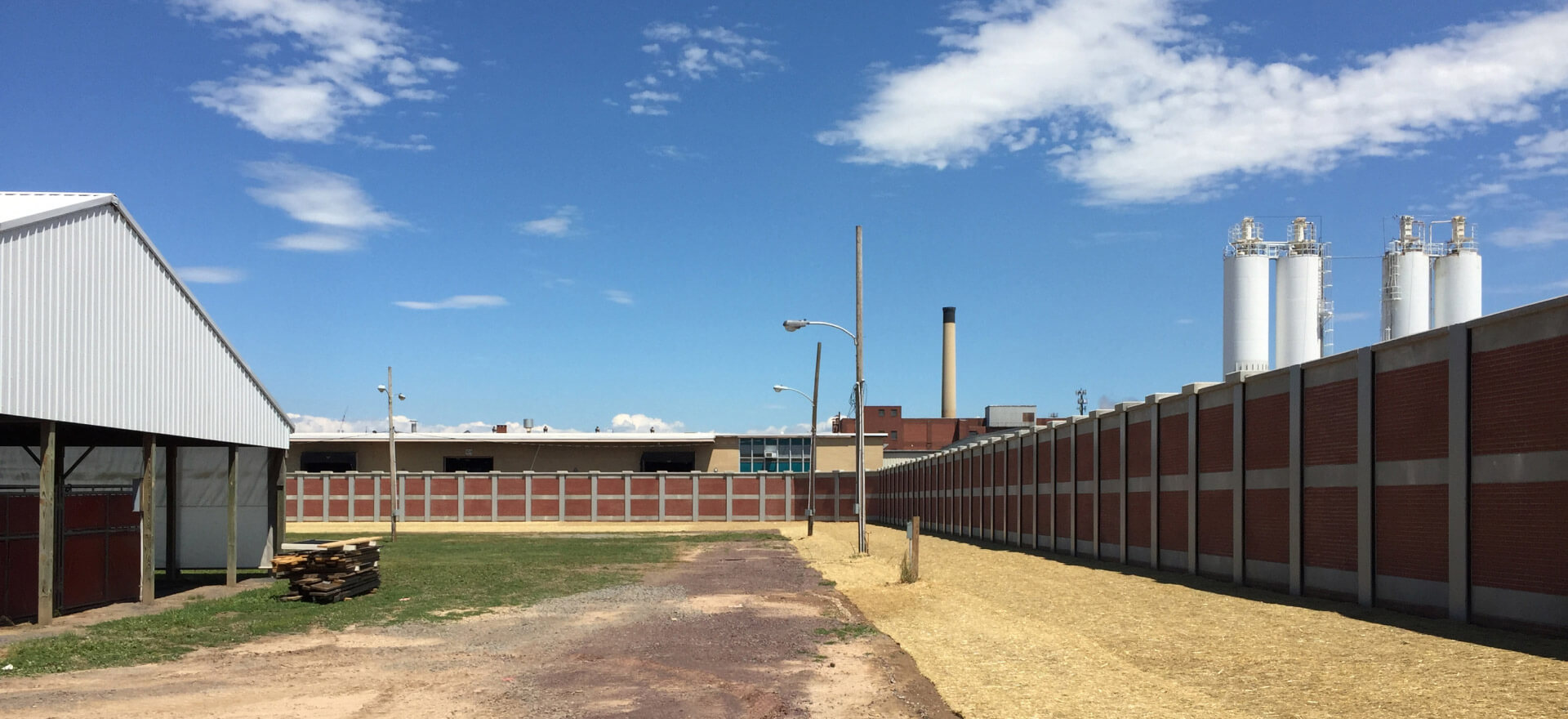 A view of the finished floodwall