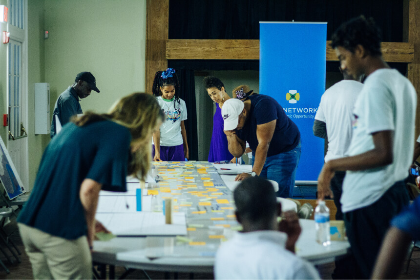A community meeting where residents submitted their ideas for development