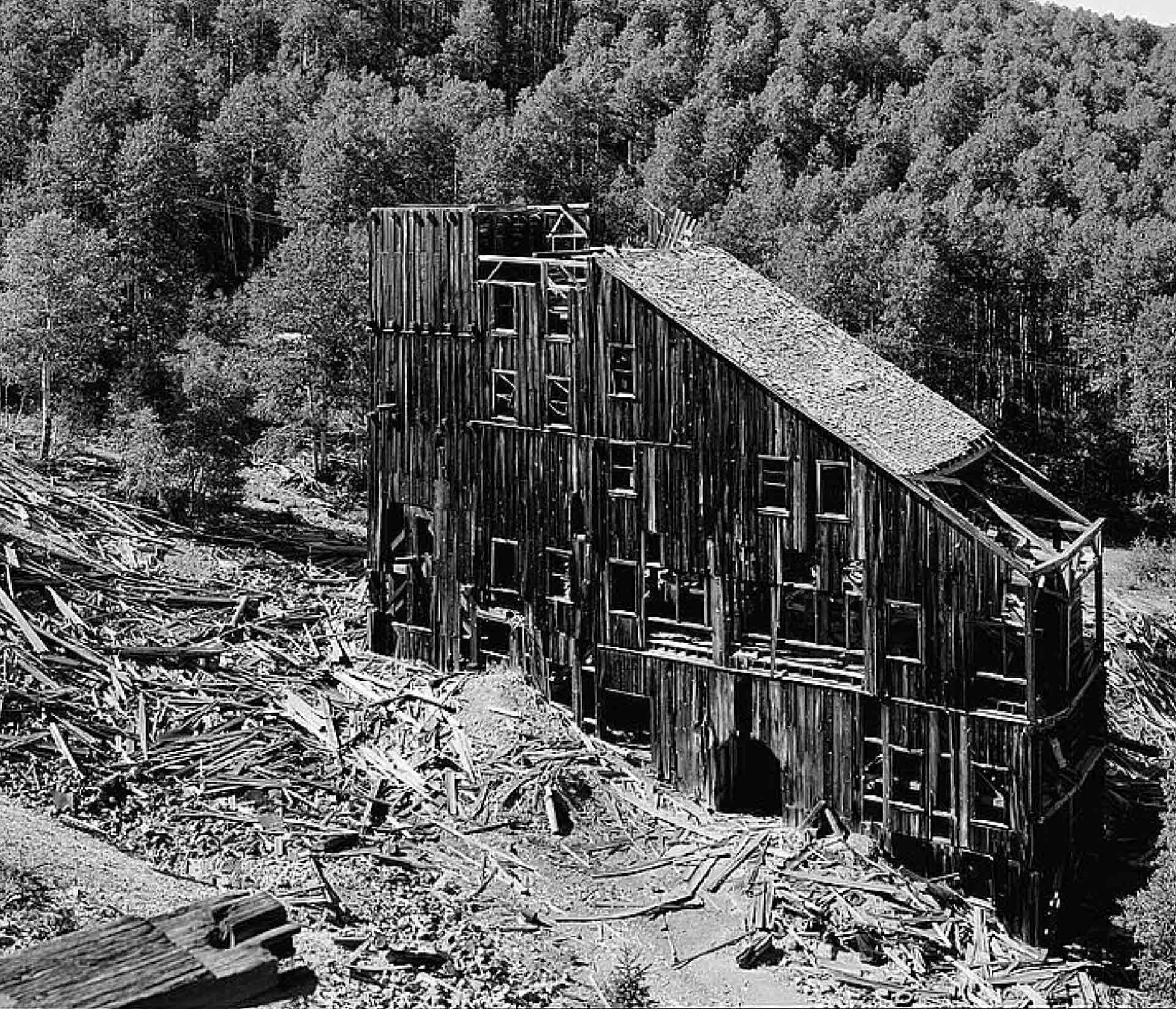 A historical image of Keystone Mill in Park City, Utah