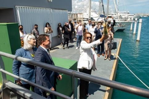 Alejandra Castillo, officially christening the Blue Manta and EDA Investment to support the Blue Economy in Puerto Rico
