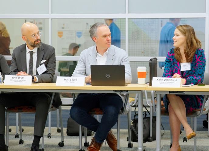 Photo of a panel discussion during an EDA visit to the Minnesota MedTech Tech Hub.