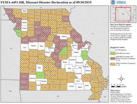 FEMA-4451-DR, Missouri Disaster Declaration as of 9/30/2019