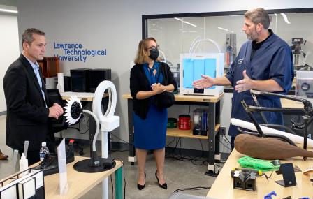 Assistant Secretary Alejandra Y. Castillo (middle) visited Centrepolis Accelerator on Sept. 30, 2021 to learn more about the startups that are being supported by the accelerator.