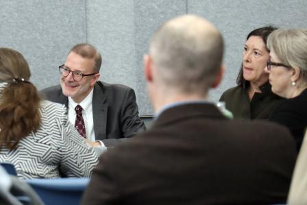 US Rep. Derek Kilmer (WA-6) and Deputy Assistant Secretary Dennis Alvord lead a discussion on job creation and workforce development in Tacoma, WA.