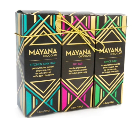 Mayana Chocolate offers 15 different candy bar varieties, hot cocoa and caramel.