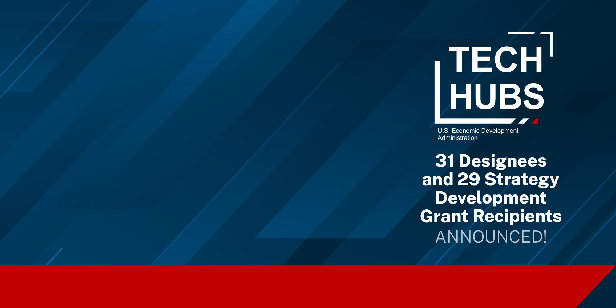 Tech Hubs Graphic: 31 Designees and 29 Strategy Development Grant Recipients Announced!