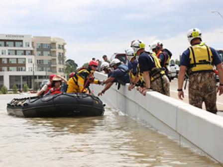 Photo by: FEMA News - August 30, 2017 - Members of FEMA's Urban Search and Rescue Nebraska Task Force One (NE TF1) perform one of many water rescues in the aftermath of Hurricane Harvey.