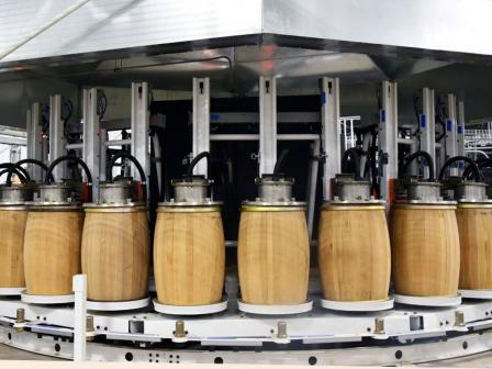 White Oak barrels being assembled at the Great Barrel Company in White Sulphur Springs, West Virginia.