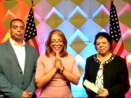 Assistant Secretary Castillo and family following virtual swearing in ceremony.