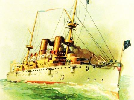 Admiral George Dewey’s flagship USS Olympia, pictured in this 1898 Koerner & Hayes painting, was among many famous ships laid down at San Francisco’s historic Pier 70.