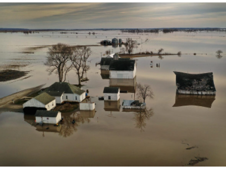 Floodwater surrounds a farm near Craig, MO (2019)