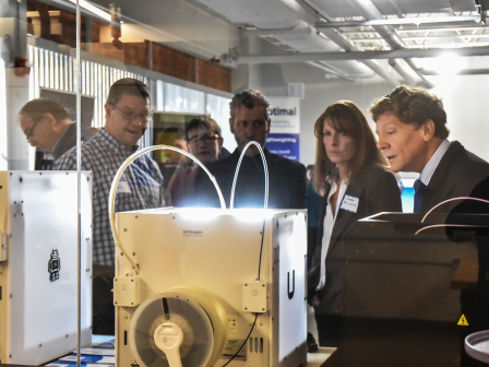 A 3D printing machine prototyping parts at Centrepolis Accelerator’s lab at Lawrence Technological University in Southfield, Michigan. (Credit: Centrepolis Accelerator)