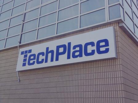 Photo of TechPlace sign on a building