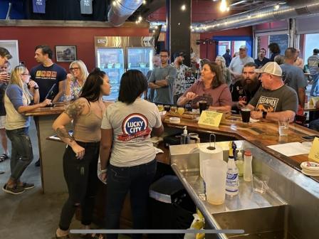 Photo of the Lucky City Brewing taproom is ready to serve you.