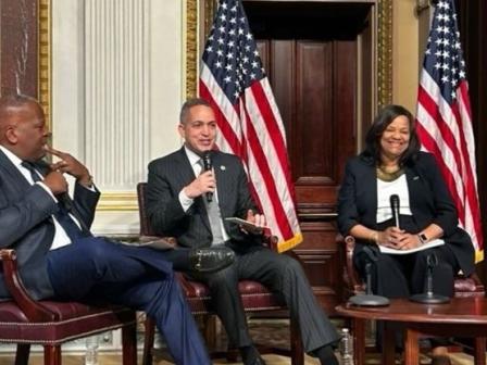 Deputy Secretary of Commerce Graves (pictured, center) unveiled the U.S. Department of Commerce’s 2023 update to its Equity Action Report in February. 