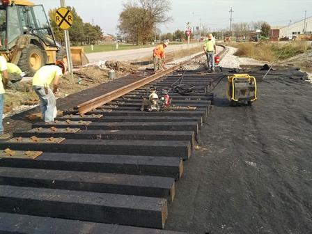 Construction workers build new rail line at America’s Central Port. Courtesy of Tri-City Regional Port District