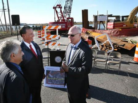Friday October 30, 2015: Local officials announce the beginning of work on the Baltic Avenue Canal project. (Photo Courtesy: The Press of Atlantic City/ Ben Fogletto)