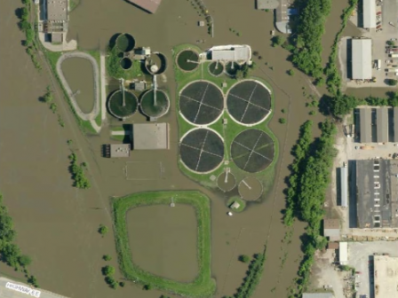 Picture of flooded Iowa City, IA North Wastewater Treatment Plant. (Source: Iowa Homeland Security and Emergency Management)