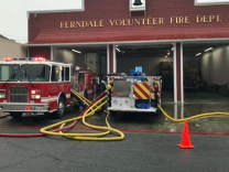 Pumps on the Ferndale Volunteer Fire Department’s engines in Ferndale, California, are tested by Francis Enos Fire Pump Repair.