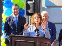 EDA Assistant Secretary Alejandra Castillo speaking at a Build Back Better Regional Challenge event in Fresno, California.