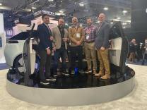 Curiosity Lab attended the 2023 Consumer Electronics Show. Brian Johnson, City Manager, Peachtree Corners (center), is joined by Assistant City Managers Seth Yurman and Brandon Branham (right).